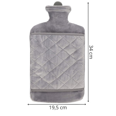 Ocieplacz, termofor duży ogrzewacz do rąk gumowy 1,8L szary