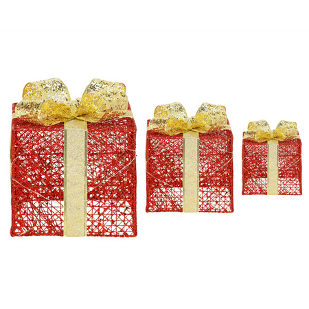 Dekoracja świąteczna LED prezenty oświetlenie zestaw 3 szt. biały ciepły