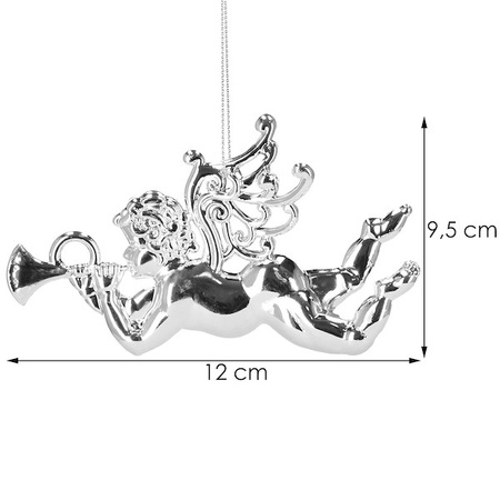 Zawieszki choinkowe 2 szt. aniołki ozdoba świąteczna ażurowa srebrna