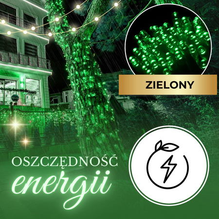 Lampki choinkowe 300 led zielone 22,5 m oświetlenie świąteczne