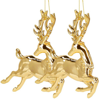 Zawieszki choinkowe 2 szt. renifery ozdoba bożonarodzeniowa złota