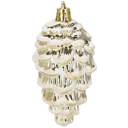 Zawieszki choinkowe szyszki 6 szt. ozdoby świąteczne 9,5 cm bombki złoty brokat