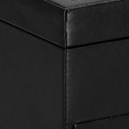 Kufer, szkatułka na biżuterię ekoskóra 16x16x11 cm czarny z szufladą i lusterkiem