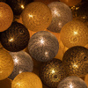 Cotton balls 30 led lampki dekoracyjne 6cm girlanda na baterie szaro-białe