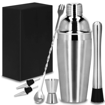 Zestaw barmański 6 elementów do drinków shaker 550 ml stal nierdzewna srebrny