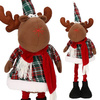 Renifer 50-65cm ozdoba świąteczna, krasnal świąteczny na teleskopowych nóżkach w kratkę