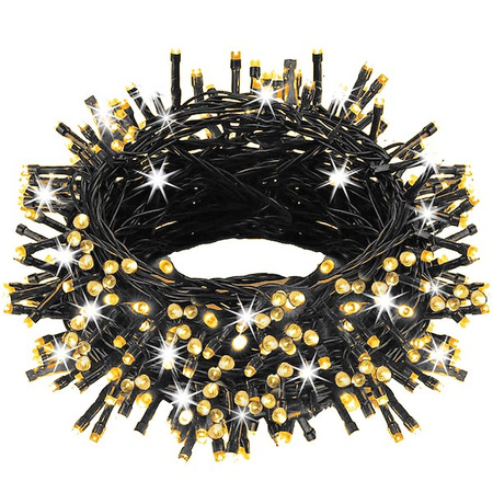 Lampki choinkowe 500 led biały ciepły + flash 25m oświetlenie świąteczne IP44