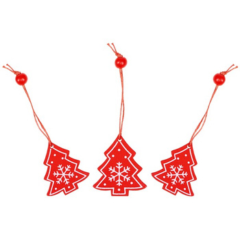 Świąteczne zawieszki 4,5cm drewniane choinki zestaw 3 szt.