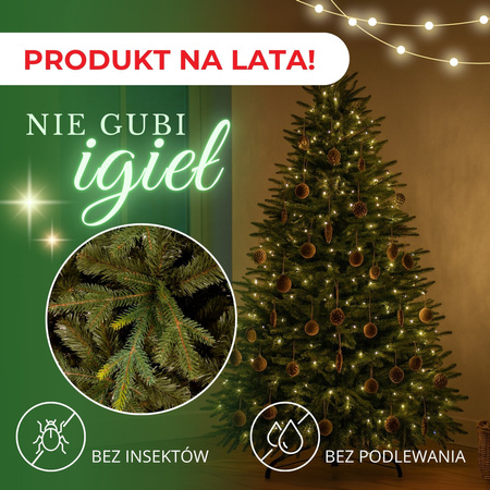 Choinka sztuczna jak żywa 240 cm świerk naturalny ze stojakiem nowoczesny gęsty