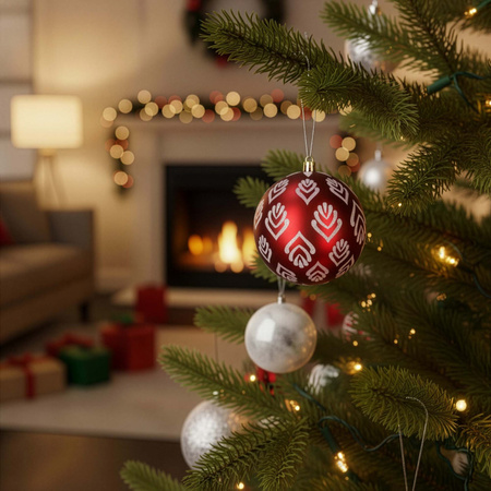 Czerwone bombki choinkowe 11 cm 12 szt. zestaw ozdoby świąteczne zdobione