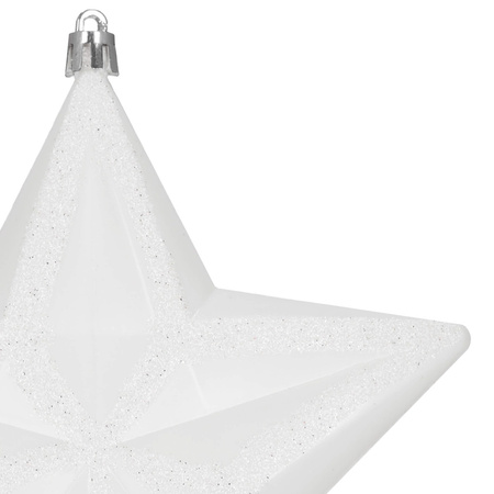 Bombka choinkowa, dekoracja świąteczna do stroika, gwiazda 15 cm nietłukąca, biała