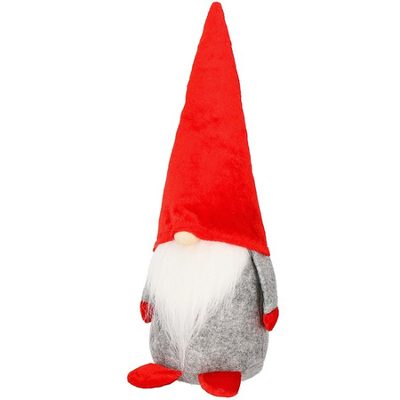 Skrzat 38cm ozdoba świąteczna, krasnal świąteczny, gnom czerwony, szary