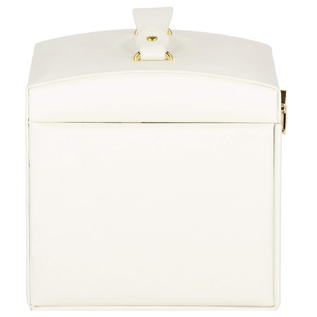 Kufer, szkatułka na biżuterię ekoskóra 17,5x12x13,5 cm kremowy z przegródkami