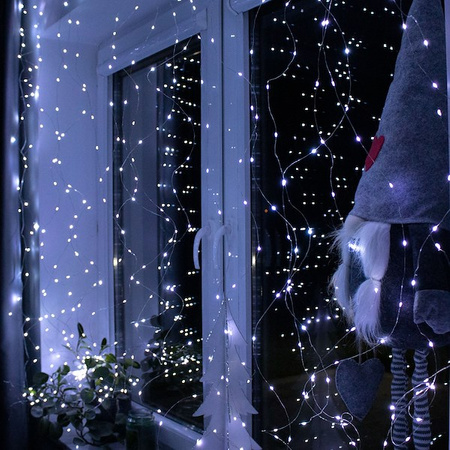 Kurtyna świetlna 400 led girlanda, lampki wewnętrzno-zewnętrzne sople zimny biały