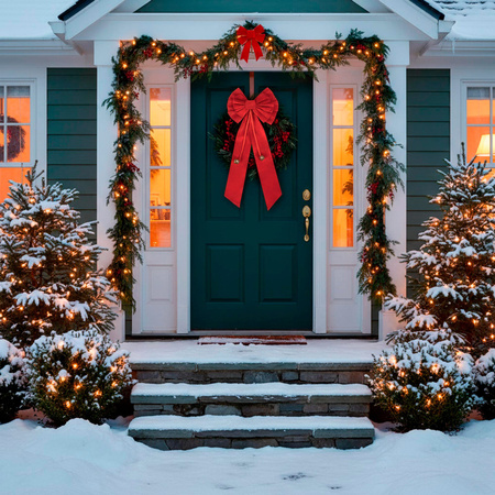 Kokarda na choinkę, drzwi 52 cm dekoracja świąteczna do stroika, czerwona