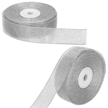 Wstążka dekoracyjna srebrna do kokard 22m taśma