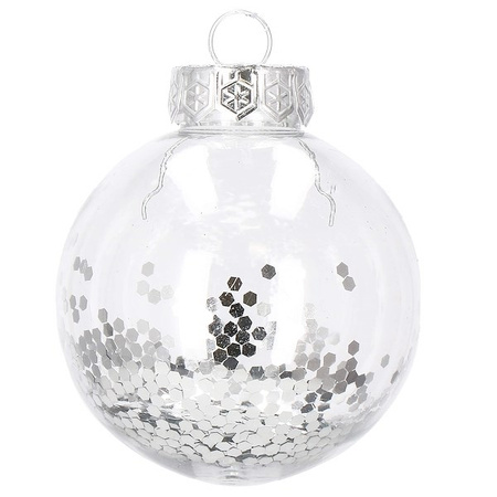 Bombki choinkowe przeźroczyste 30 szt. srebrny, złoty 7cm zestaw choinkowy