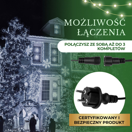 Lampki choinkowe 300 Led biały zimny 18m oświetlenie świąteczne IP44