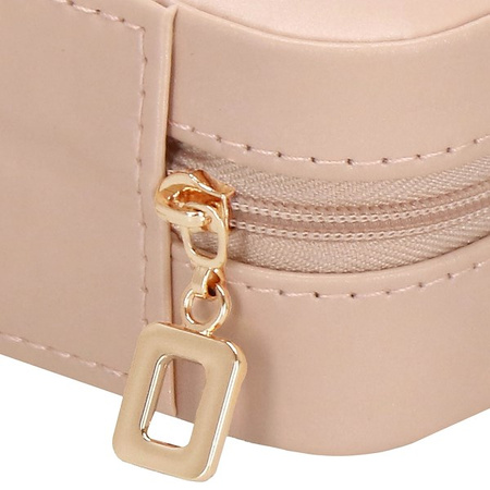 Kufer, szkatułka na biżuterię ekoskóra 10x10x5 cm różowy organizer z przegródkami