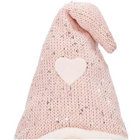 Skrzat 50-66cm ozdoba świąteczna, krasnal świąteczny, gnom różowy na teleskopowych nóżkach