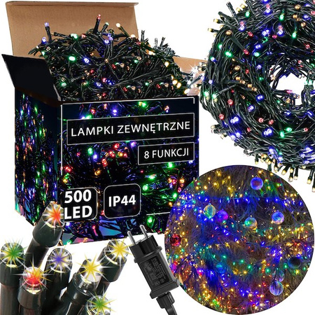 Lampki choinkowe 500 led multikolor + flash 25m oświetlenie świąteczne IP44