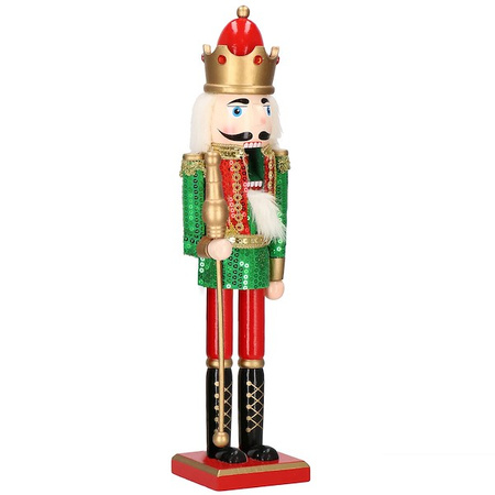 Dziadek do orzechów 50 cm drewniany żołnierzyk z cekinami, figurka świąteczna