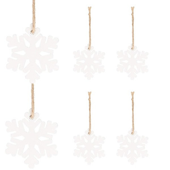 Zawieszka choinkowa 4cm drewniana, ozdoby świąteczne śnieżynki zestaw 6 szt.