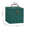 Kufer, szkatułka na biżuterię 12x12x12 cm zielony z przegródkami i lusterkiem welurowy