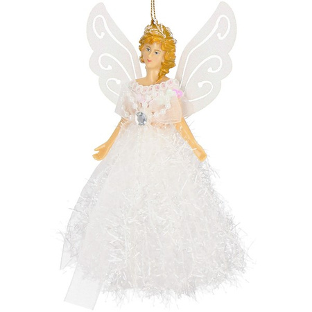 Zawieszka choinkowa aniołek 20cm świąteczna ozdoba biały brokat, cekiny