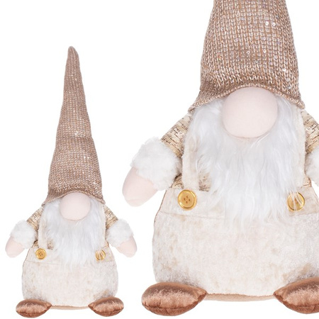 Mikołaj 35cm ozdoba świąteczna, krasnal świąteczny, gnom złoty z cekinami