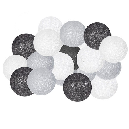 Cotton balls 10 led lampki dekoracyjne, girlanda na baterie szaro-białe
