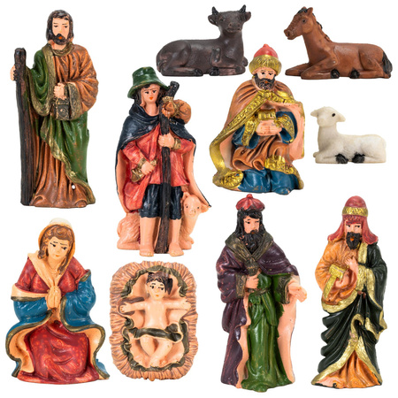 Figurki do szopki bożonarodzeniowej 10 szt. z żywicy zestaw święta