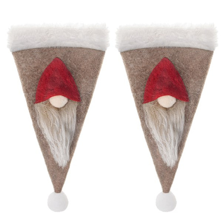 Etui na sztućce 10szt. świąteczne kieszonka, czapka brązowa ozdoba świąteczna