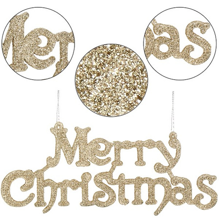 Zawieszka na choinkę napis Merry Christmas 2 szt. ozdoba świąteczna 24 cm złoty brokat