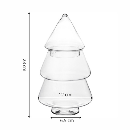Pojemnik szklany, zamykany, bombonierka choinka 23 cm na słodycze, dekoracje świąteczne, bezbarwny