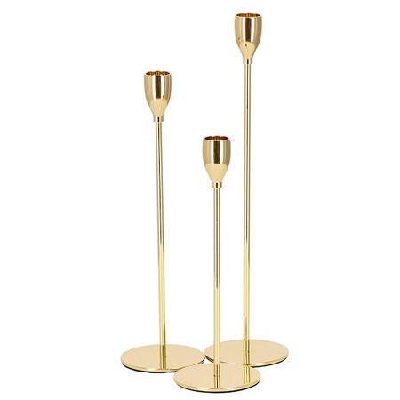 Świeczniki metalowe zestaw 3 szt. lichtarze złote