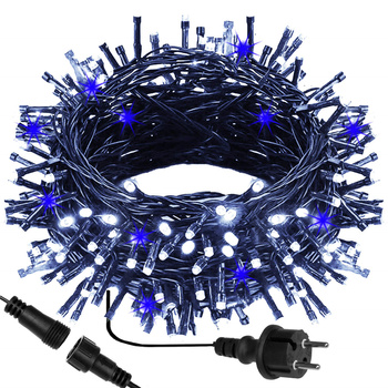 Lampki choinkowe 500 led biały zimny + niebieski flash 31,5 oświetlenie świąteczne IP44