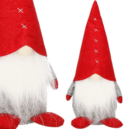 Skrzat 32cm mikołaj ozdoba świąteczna, krasnal świąteczny, gnom szary czerwony