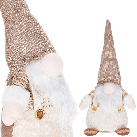 Mikołaj 35cm ozdoba świąteczna, krasnal świąteczny, gnom złoty z cekinami