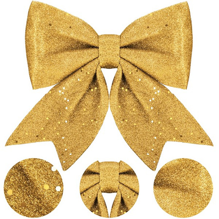 Kokardka świąteczna na choinkę 20 cm brokatowa zawieszka choinkowa złota