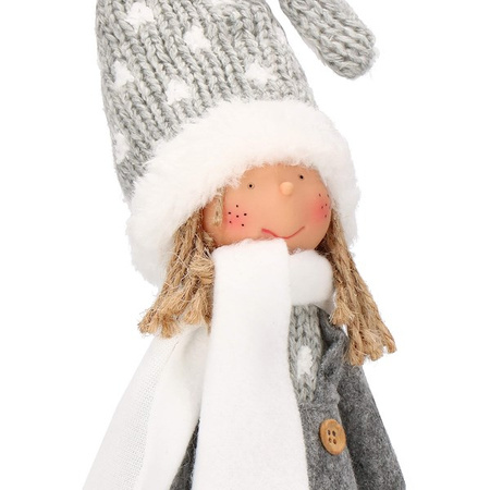 Laleczka 37 cm ozdoba świąteczna, figurka świąteczna, gnom szary