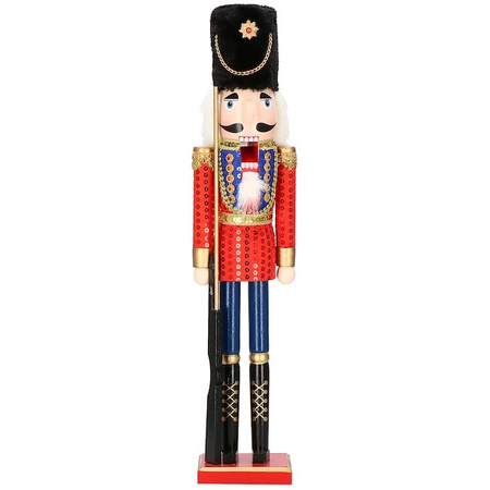 Dziadek do orzechów 50 cm drewniany żołnierzyk z karabinem multikolor, figurka świąteczna