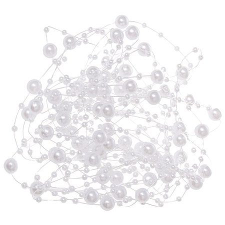 Łańcuch na choinkę z pereł 3-8mm ozdoba świąteczna biały