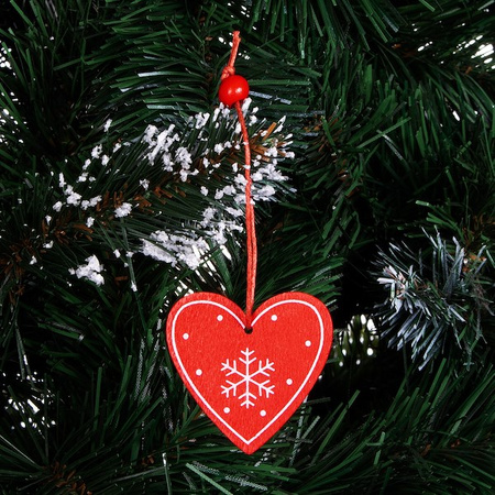 Świąteczne zawieszki 5cm drewniane serce zestaw 3 szt.