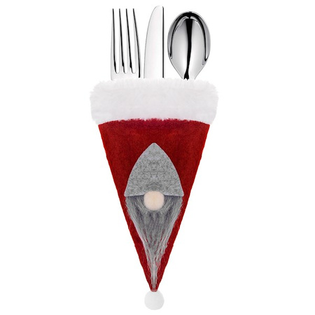 Etui na sztućce 12szt. świąteczne kieszonka, czapka czerwona ozdoba świąteczna
