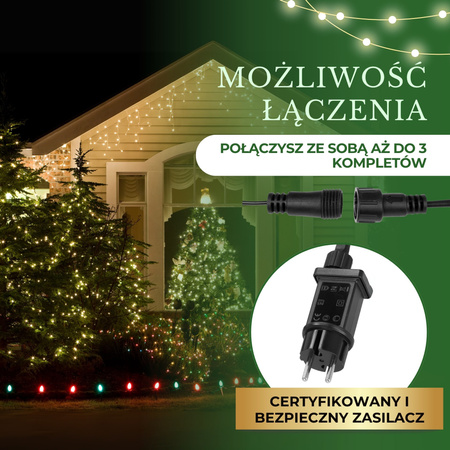 Lampki choinkowe 300 led biały ciepły 15m oświetlenie świąteczne IP44