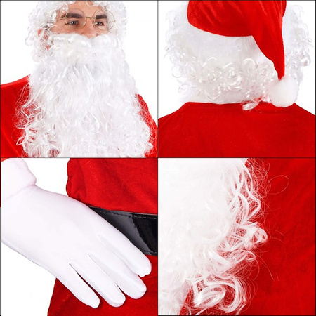 Strój Mikołaja 12 elementów, kostium czerwony przebranie mikołajki