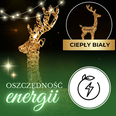 Renifer świecący 80 LED świąteczny dekoracja do ogrodu biały ciepły