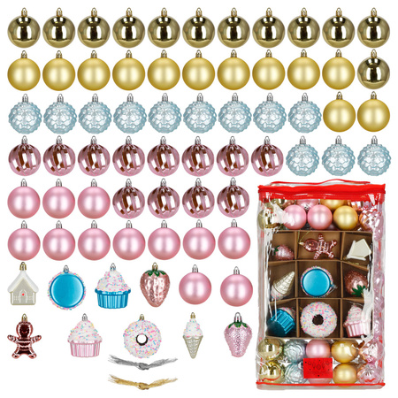 Bombki choinkowe 69 szt.  zestaw dekoracji świątecznych, wielokolorowe