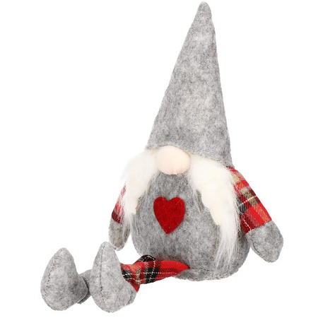 Pani skrzat 48 cm krasnal świąteczny, gnom ze zwisającymi nóżkami szary